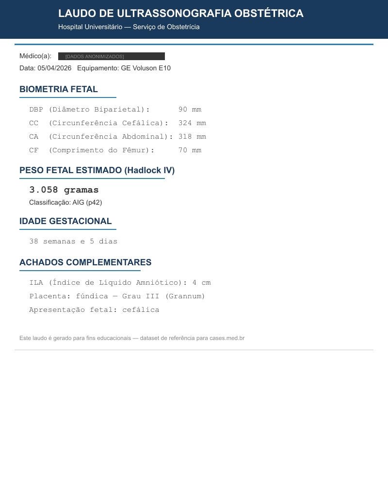 Oligodrâmnio — HC18 Fetal Ultrasound