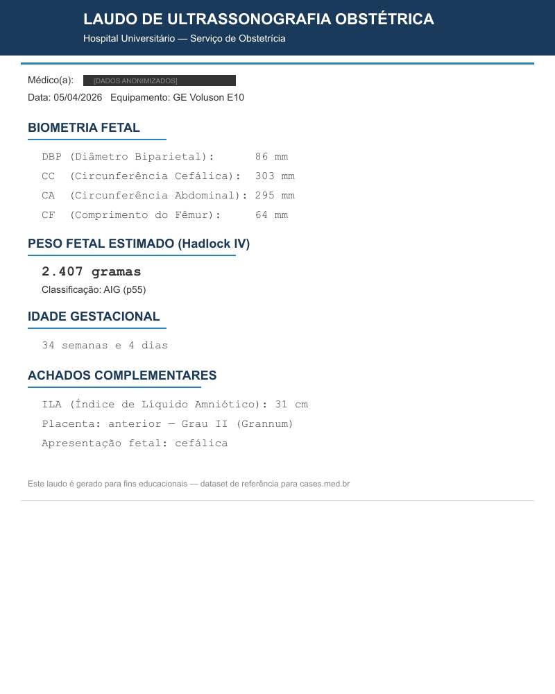 Polidrâmnio — HC18 Fetal Ultrasound